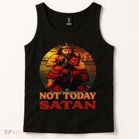 Christian Outfit Jesus Devil Comic Graphic Not Today Satan Tank Top thumb 2