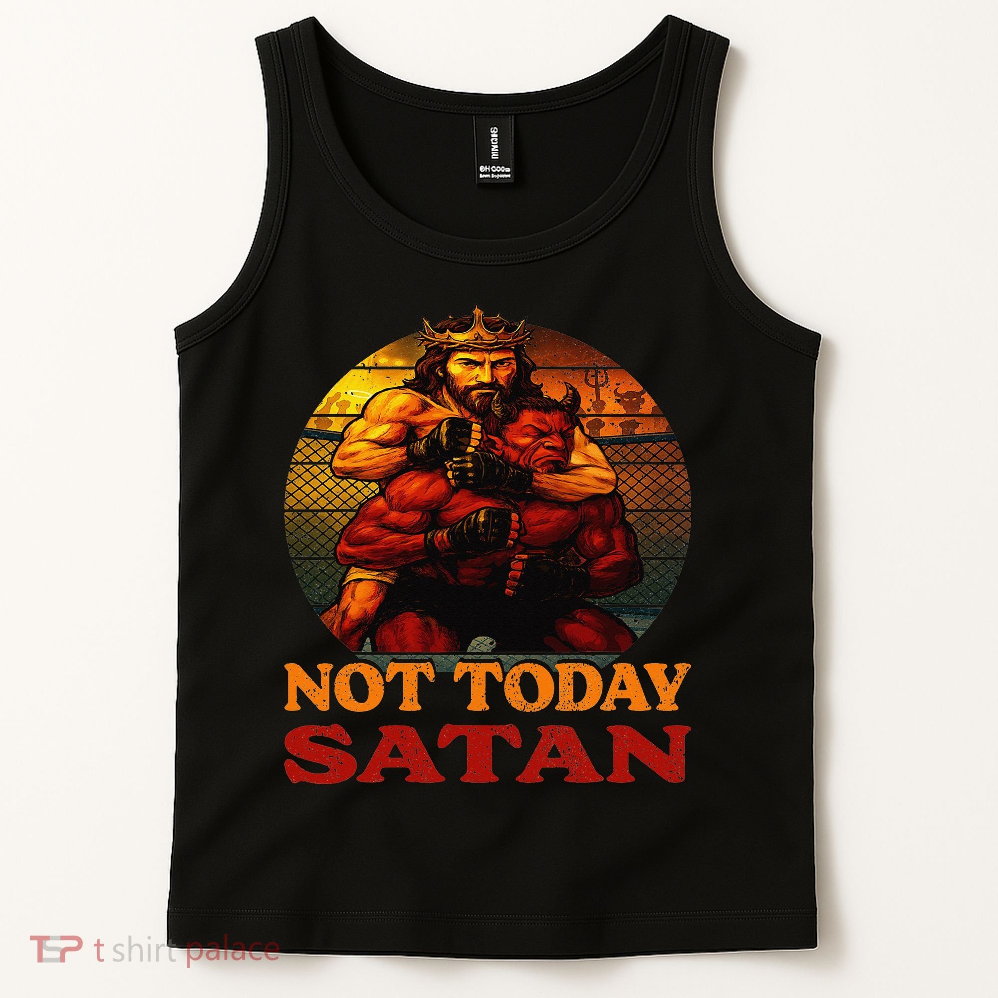 Christian Outfit Jesus Devil Comic Graphic Not Today Satan Tank Top