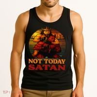 Christian Outfit Jesus Devil Comic Graphic Not Today Satan Tank Top thumb 3