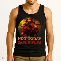 Christian Outfit Jesus Devil Comic Graphic Not Today Satan Tank Top thumb 3