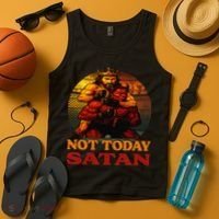 Christian Outfit Jesus Devil Comic Graphic Not Today Satan Tank Top thumb 4