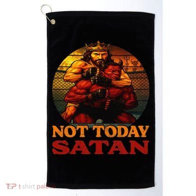 Christian Outfit Jesus Devil Comic Graphic Not Today Satan Golf Towel