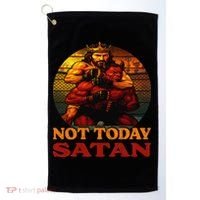Christian Outfit Jesus Devil Comic Graphic Not Today Satan Golf Towel thumb 0