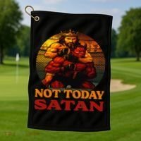 Christian Outfit Jesus Devil Comic Graphic Not Today Satan Golf Towel thumb 1
