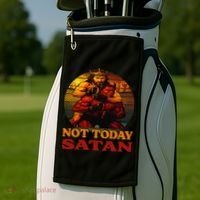 Christian Outfit Jesus Devil Comic Graphic Not Today Satan Golf Towel thumb 2