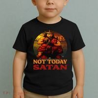 Christian Outfit Jesus Devil Comic Graphic Not Today Satan Toddler T-Shirt thumb 2