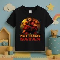 Christian Outfit Jesus Devil Comic Graphic Not Today Satan Toddler T-Shirt thumb 3