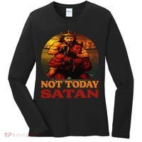 Christian Outfit Jesus Devil Comic Graphic Not Today Satan Women's Long Sleeve Shirt thumb 0