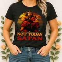 Christian Outfit Jesus Devil Comic Graphic Not Today Satan Women's T-Shirt thumb 2