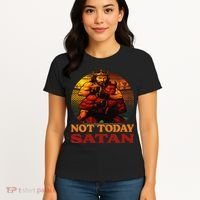 Christian Outfit Jesus Devil Comic Graphic Not Today Satan Women's T-Shirt thumb 4