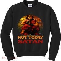 Christian Outfit Jesus Devil Comic Graphic Not Today Satan Kids Sweatshirt thumb 0