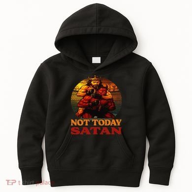 Christian Outfit Jesus Devil Comic Graphic Not Today Satan Kids Hoodie