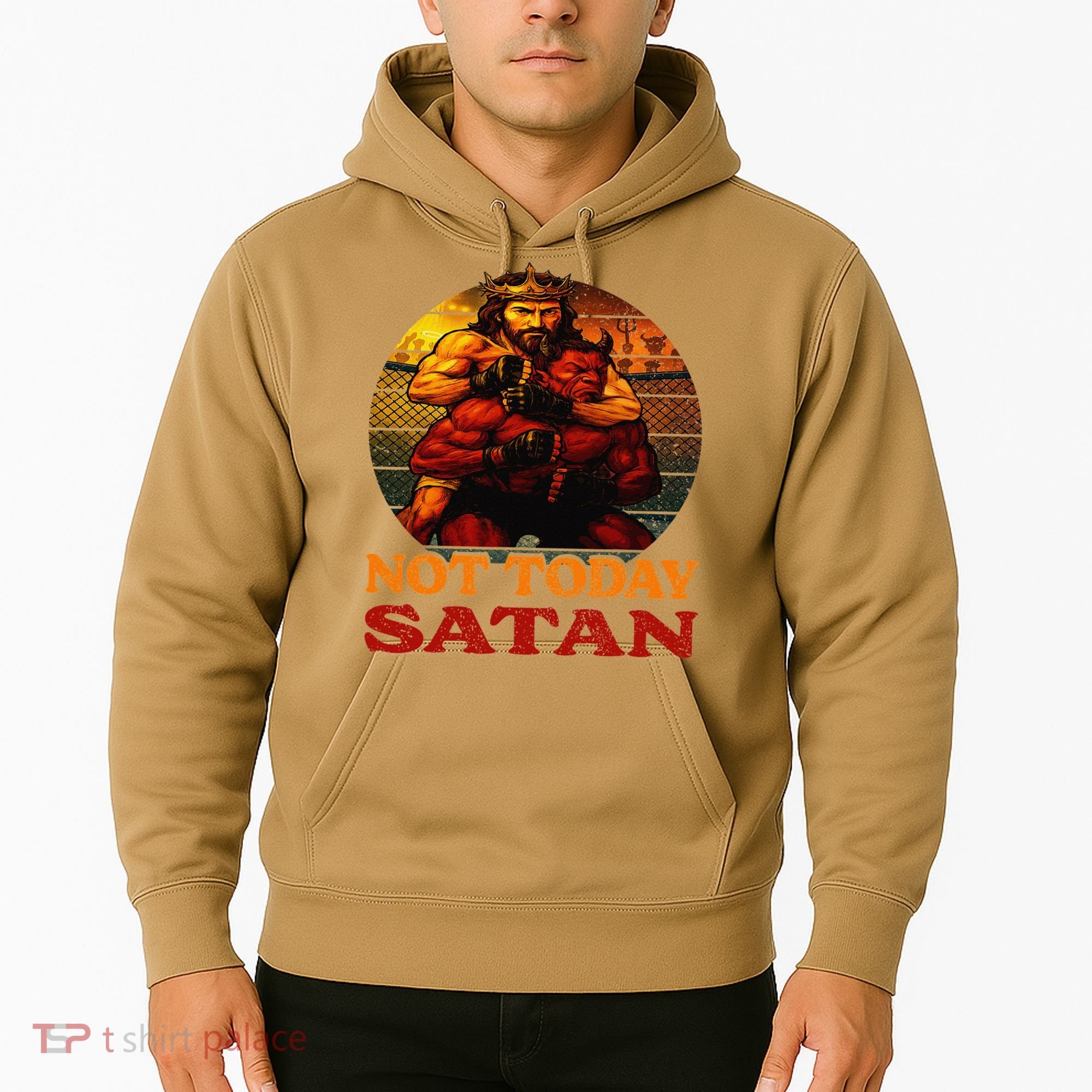 Christian Outfit Jesus Devil Comic Graphic Not Today Satan Hoodie