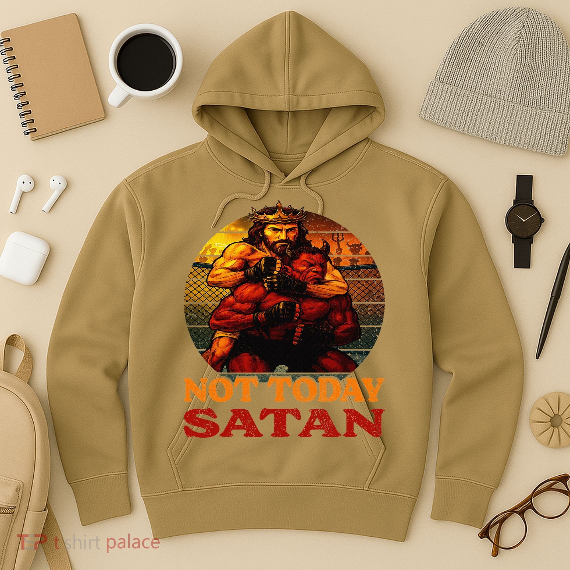 Christian Outfit Jesus Devil Comic Graphic Not Today Satan Hoodie