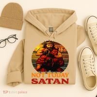 Christian Outfit Jesus Devil Comic Graphic Not Today Satan Hoodie thumb 4