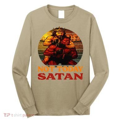 Christian Outfit Jesus Devil Comic Graphic Not Today Satan Long Sleeve Shirt