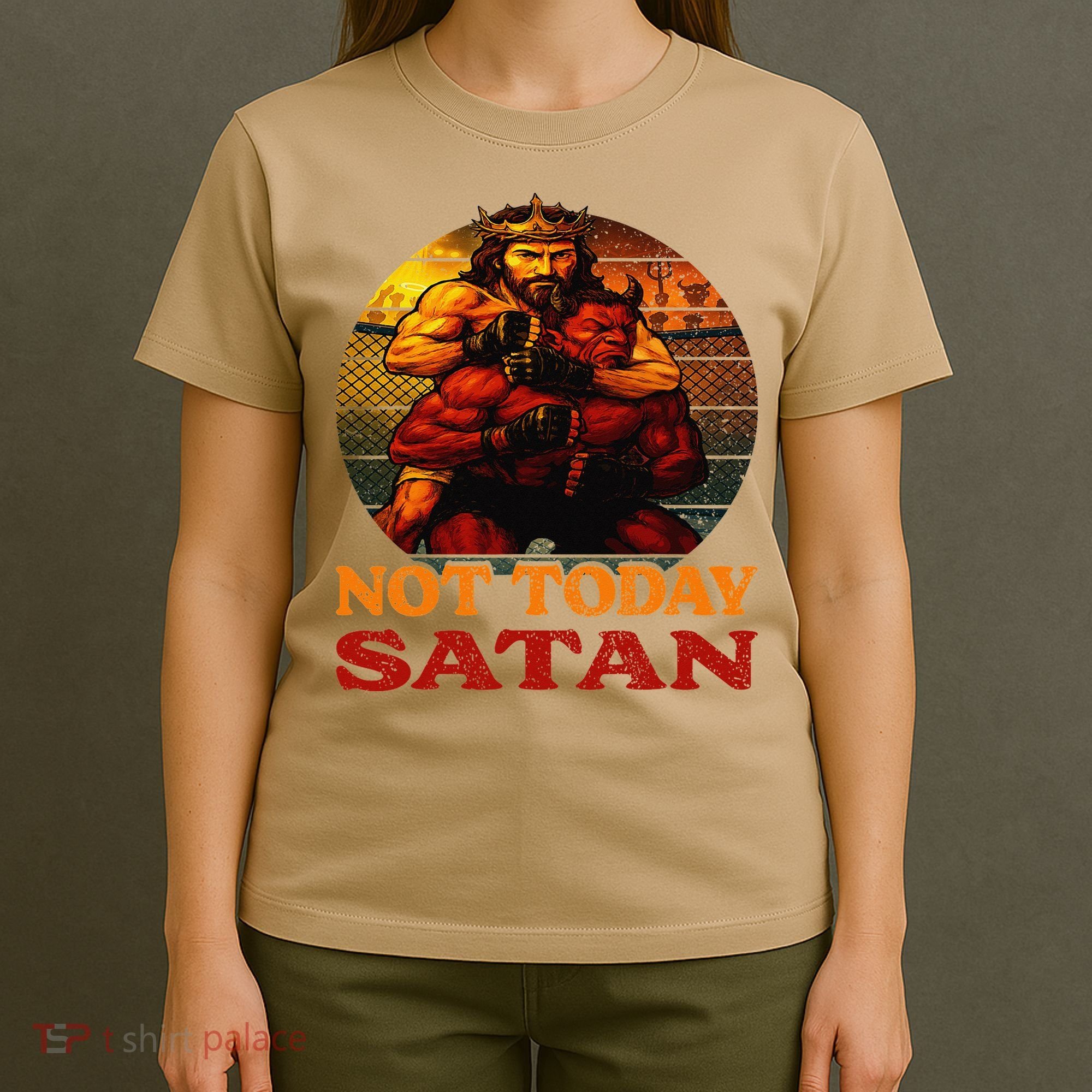 Christian Outfit Jesus Devil Comic Graphic Not Today Satan T-Shirt