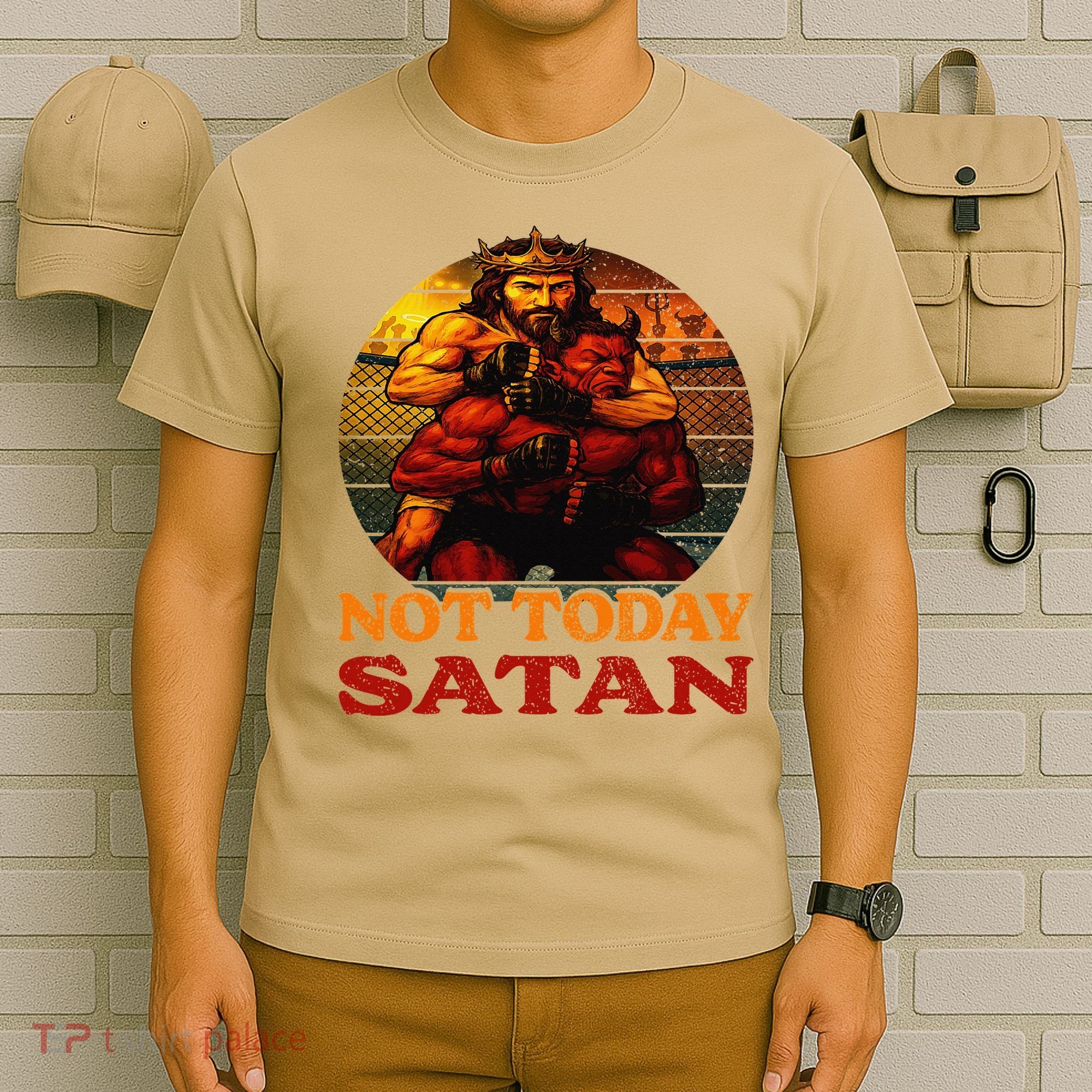 Christian Outfit Jesus Devil Comic Graphic Not Today Satan T-Shirt