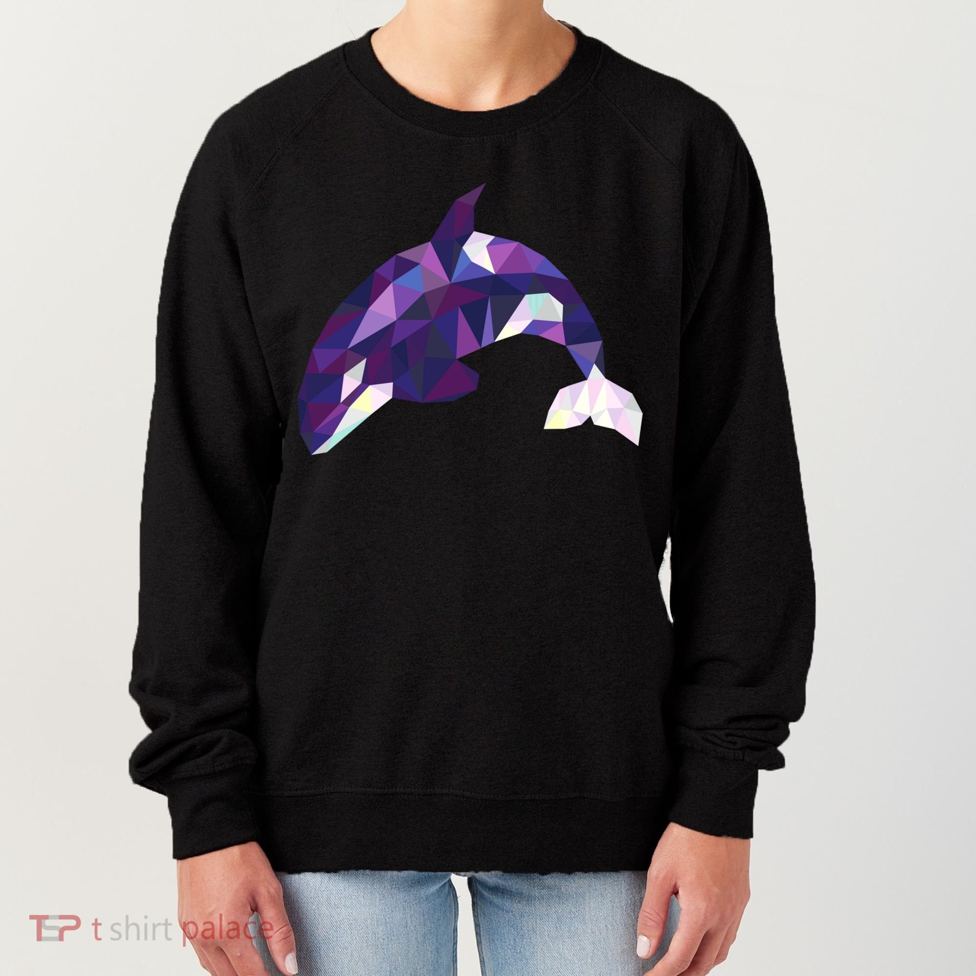 Cool Orca Killer Whale Geometric Art Wildlife Animal Lovers Women's Sweatshirt