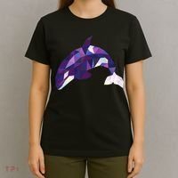 Cool Orca Killer Whale Geometric Art Wildlife Animal Lovers T-Shirt thumb 4