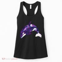 Cool Orca Killer Whale Geometric Art Wildlife Animal Lovers Women's Tank Top thumb 0