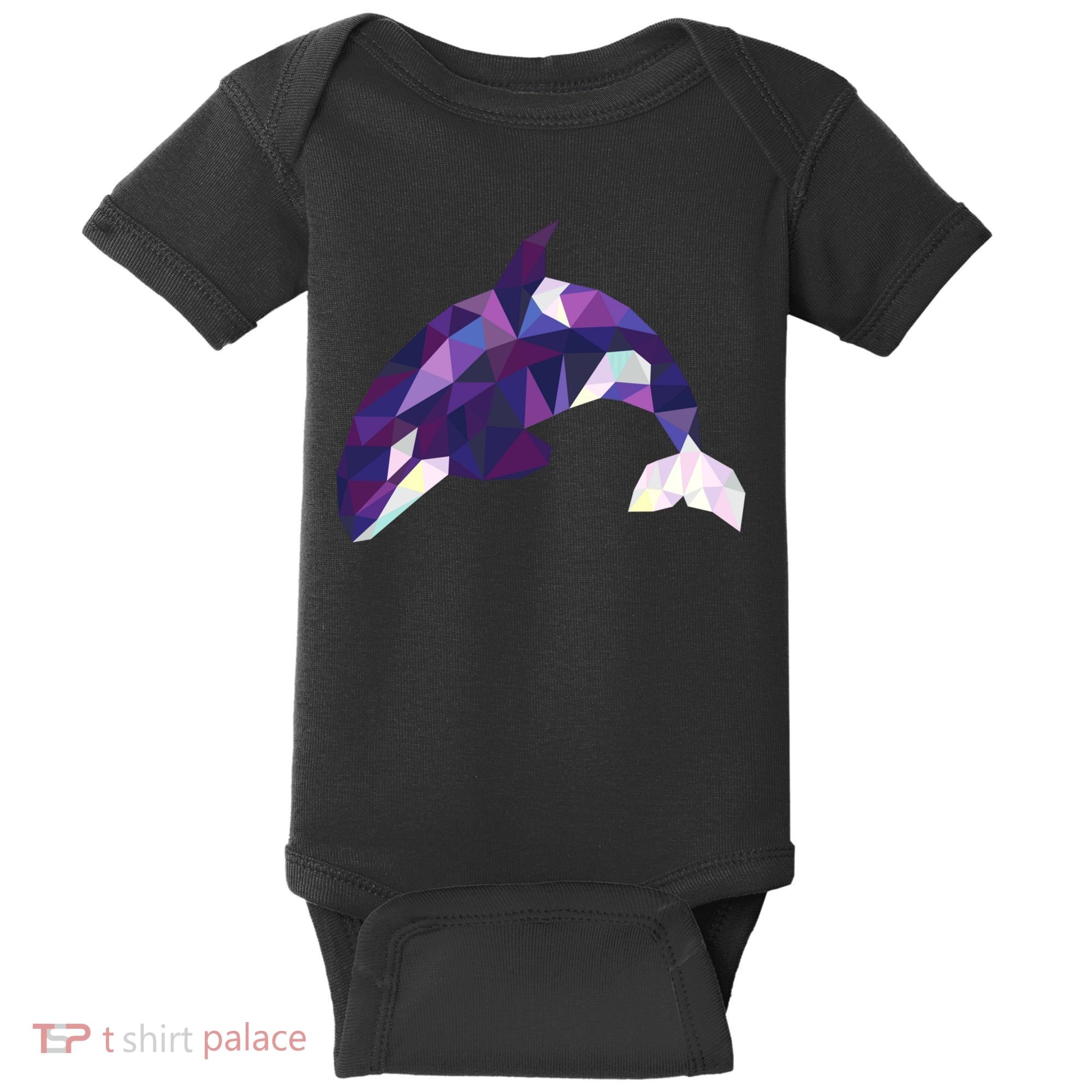 Cool Orca Killer Whale Geometric Art Wildlife Animal Lovers Baby Bodysuit