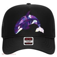 Cool Orca Killer Whale Geometric Art Wildlife Animal Lovers Hat thumb 0