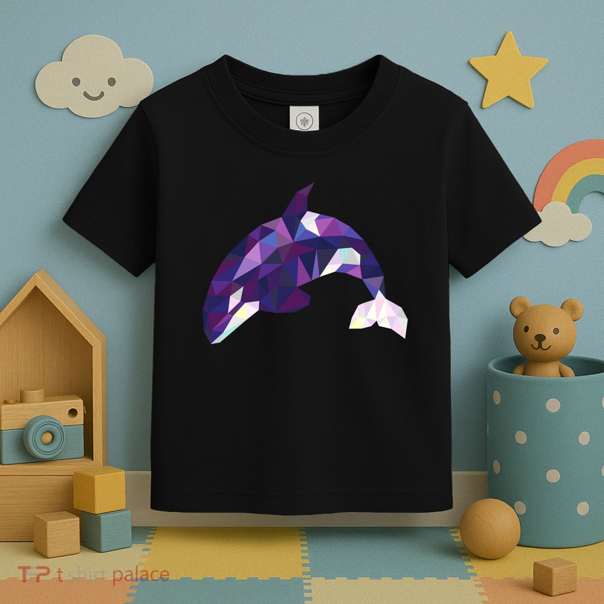 Cool Orca Killer Whale Geometric Art Wildlife Animal Lovers Toddler T-Shirt