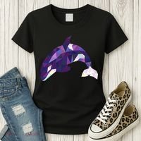 Cool Orca Killer Whale Geometric Art Wildlife Animal Lovers Women's T-Shirt thumb 3