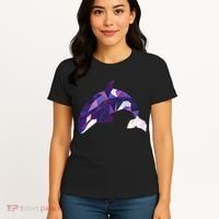 Cool Orca Killer Whale Geometric Art Wildlife Animal Lovers Women's T-Shirt thumb 4