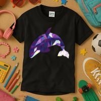 Cool Orca Killer Whale Geometric Art Wildlife Animal Lovers Kids T-Shirt thumb 3