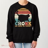 Chonk Oh Lawd He Comin' Cat Scale Meme Funny Cat Lover Cat Day Women's Sweatshirt thumb 0
