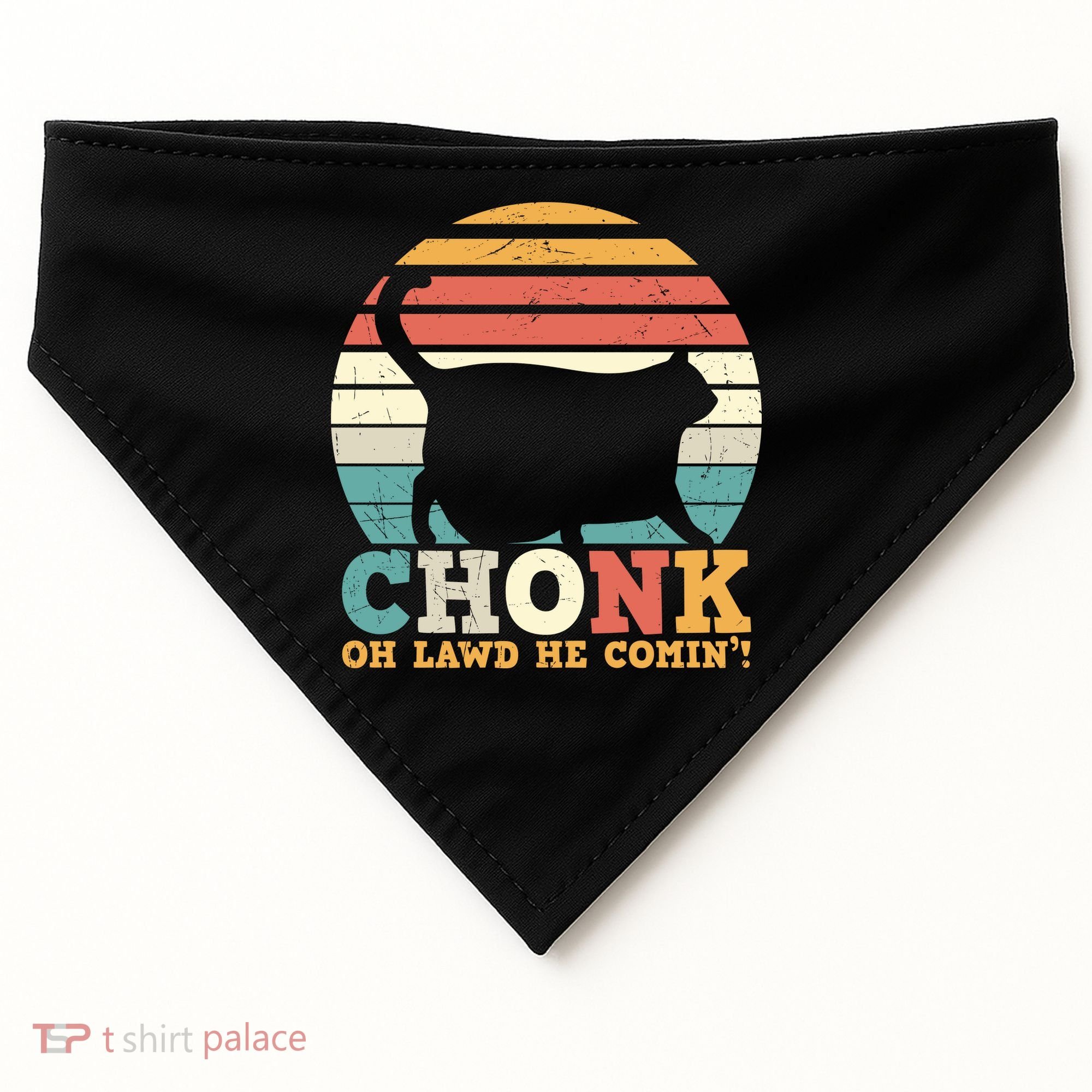 Chonk Oh Lawd He Comin' Cat Scale Meme Funny Cat Lover Cat Day USA-Made Doggie Bandana