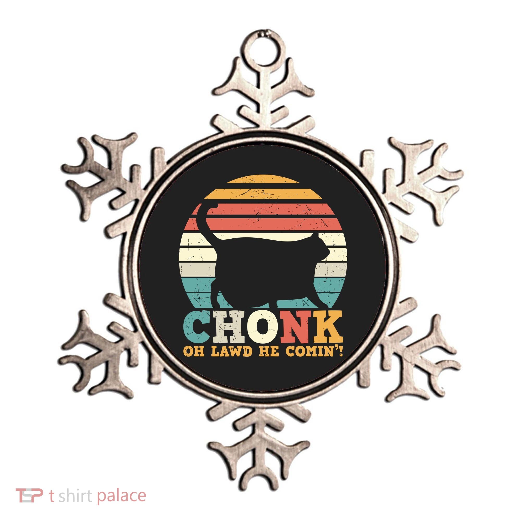 Chonk Oh Lawd He Comin' Cat Scale Meme Funny Cat Lover Cat Day Ornament