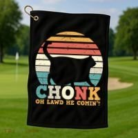 Chonk Oh Lawd He Comin' Cat Scale Meme Funny Cat Lover Cat Day Golf Towel thumb 1