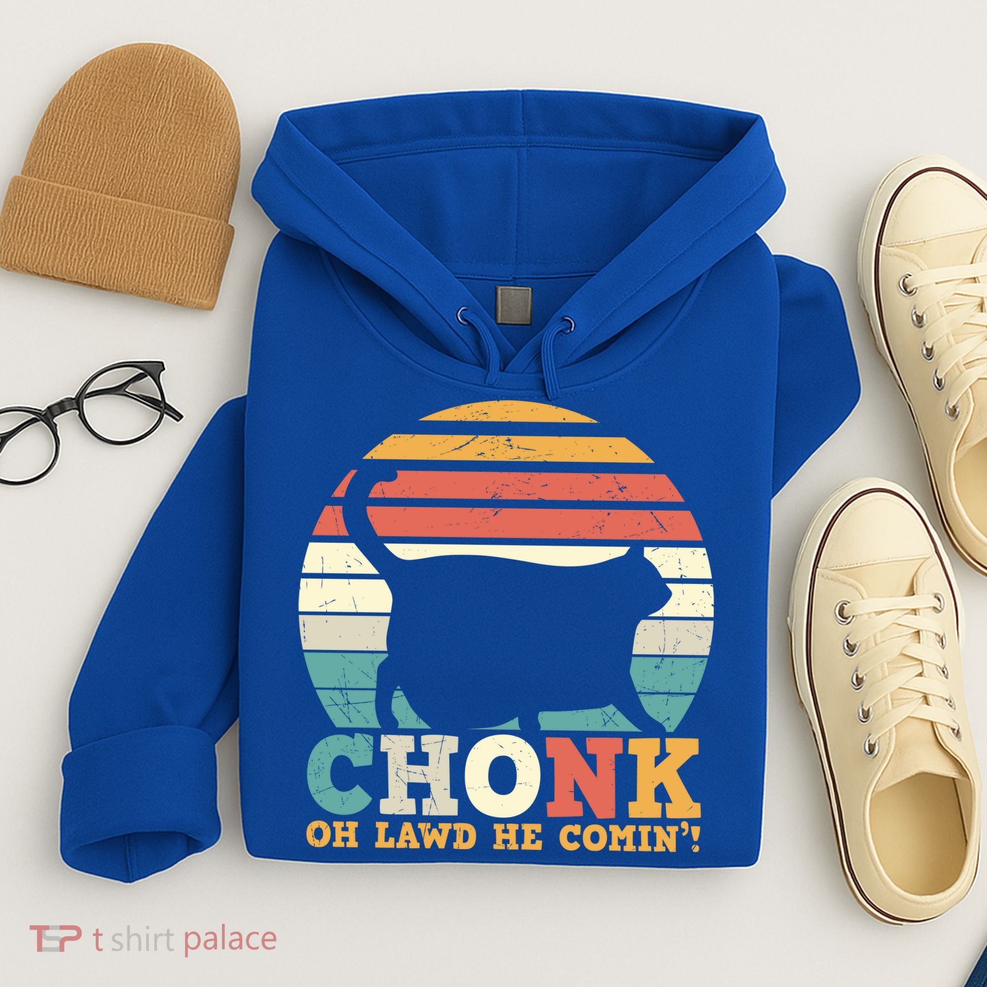 Chonk Oh Lawd He Comin' Cat Scale Meme Funny Cat Lover Cat Day Hoodie