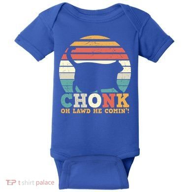 Chonk Oh Lawd He Comin' Cat Scale Meme Funny Cat Lover Cat Day Baby Bodysuit