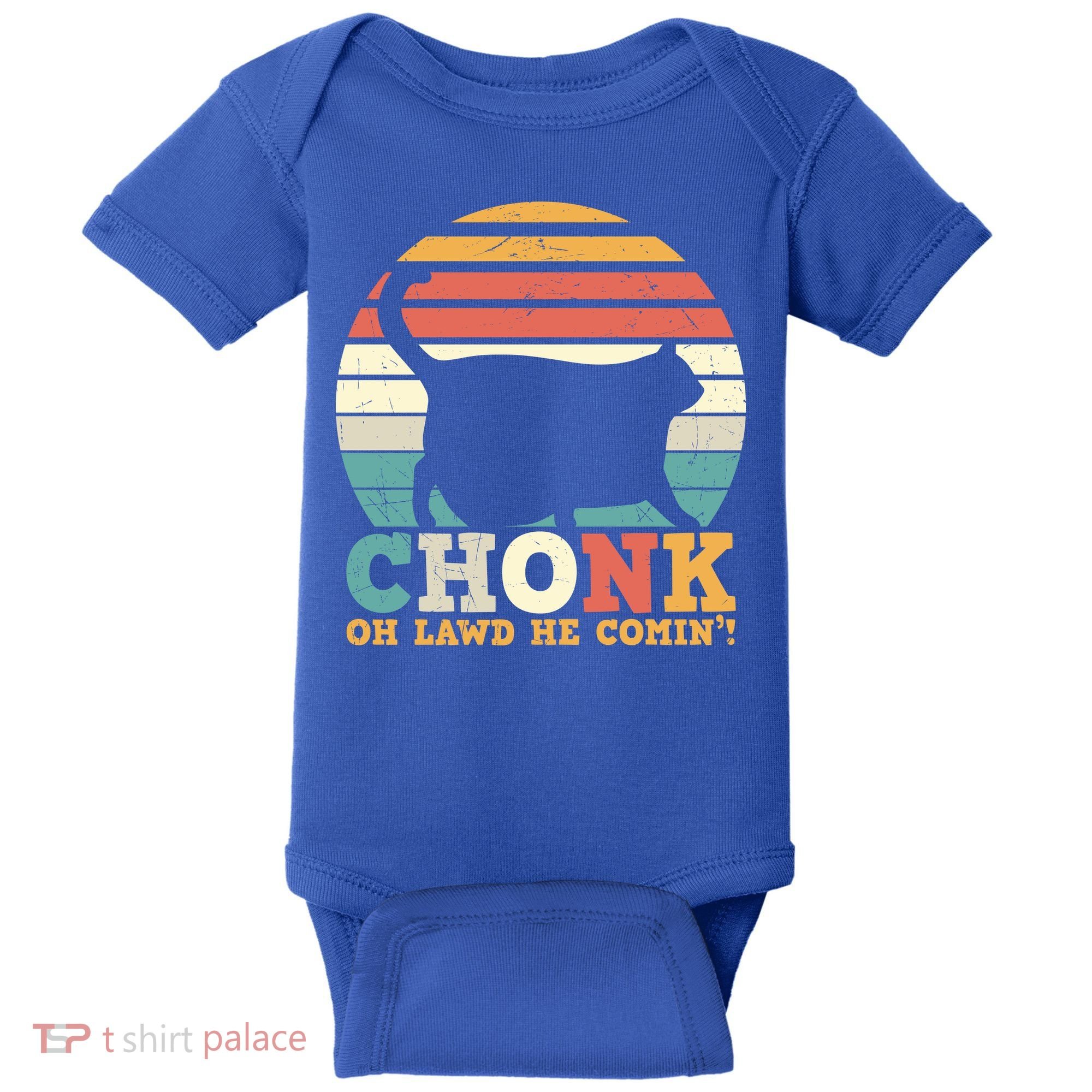 Chonk Oh Lawd He Comin' Cat Scale Meme Funny Cat Lover Cat Day Baby Bodysuit