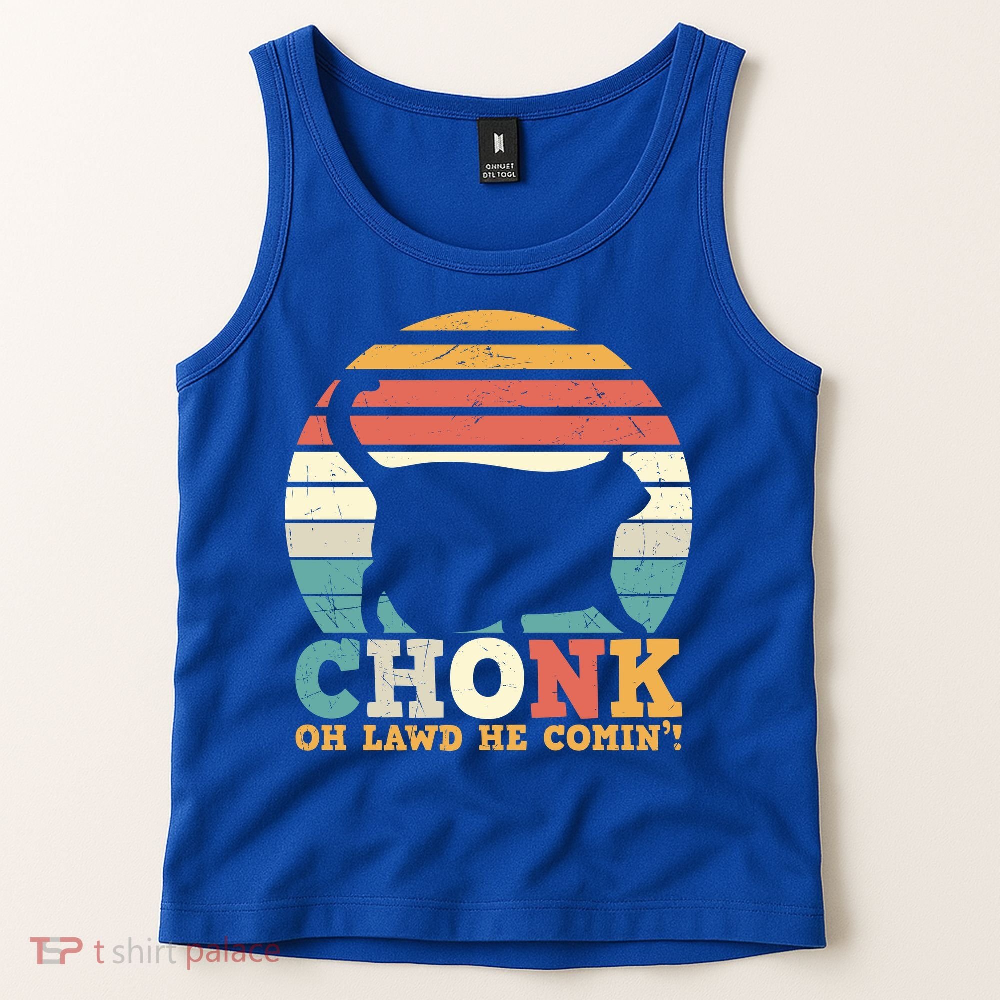 Chonk Oh Lawd He Comin' Cat Scale Meme Funny Cat Lover Cat Day Tank Top