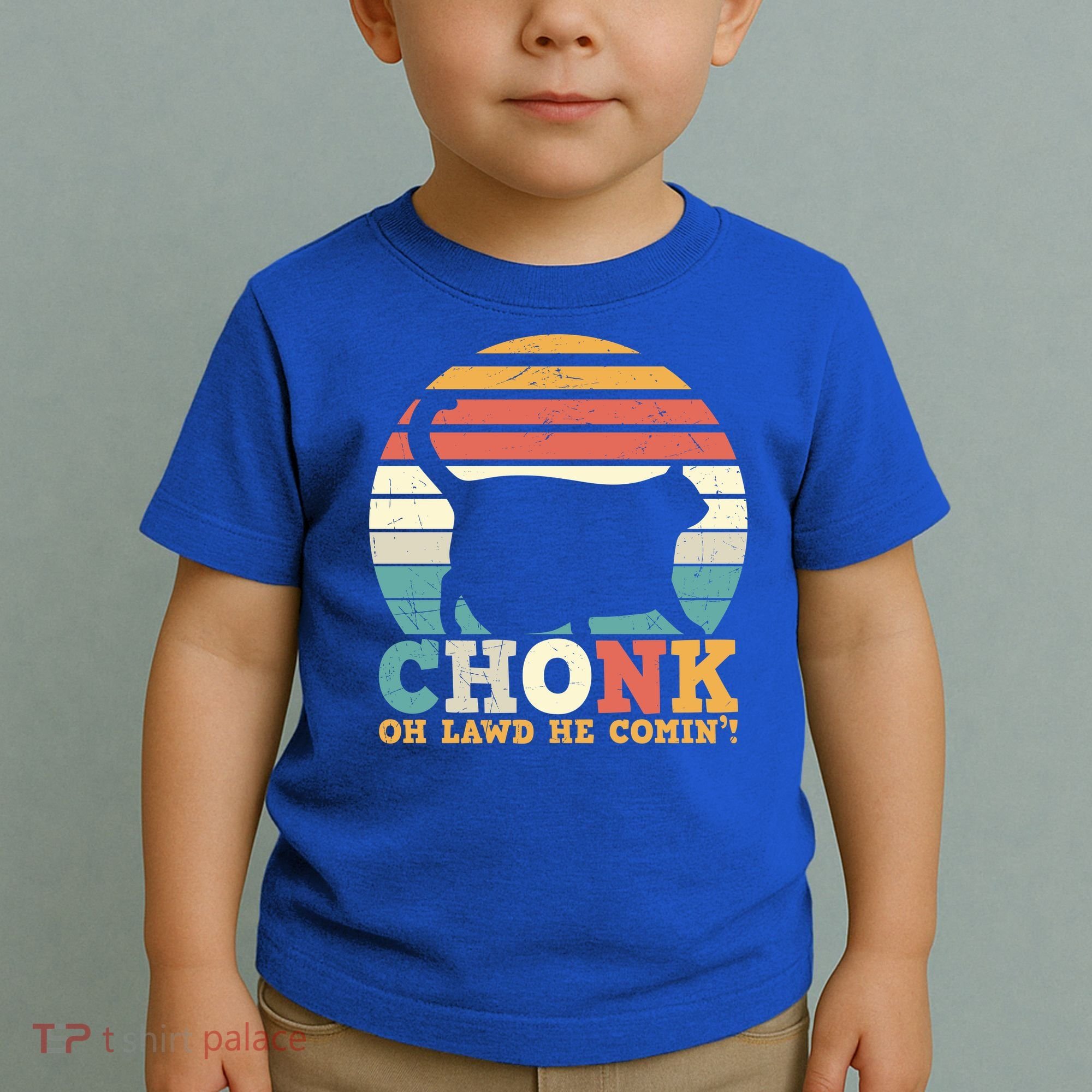 Chonk Oh Lawd He Comin' Cat Scale Meme Funny Cat Lover Cat Day Toddler T-Shirt