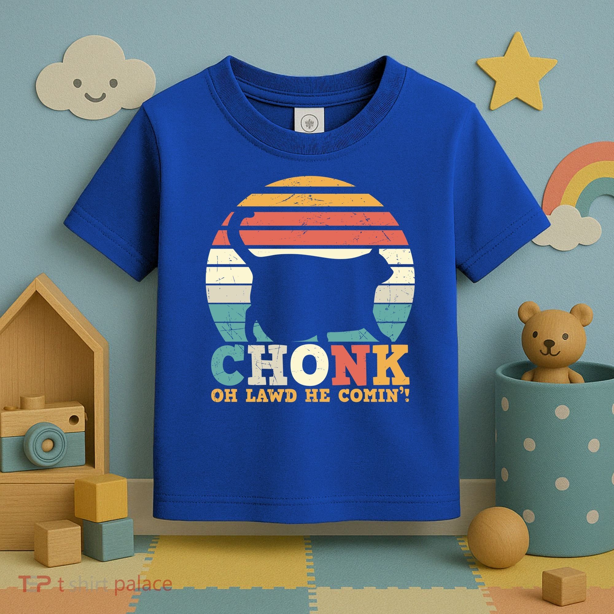 Chonk Oh Lawd He Comin' Cat Scale Meme Funny Cat Lover Cat Day Toddler T-Shirt