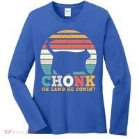 Chonk Oh Lawd He Comin' Cat Scale Meme Funny Cat Lover Cat Day Women's Long Sleeve Shirt thumb 0