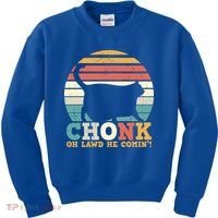 Chonk Oh Lawd He Comin' Cat Scale Meme Funny Cat Lover Cat Day Kids Sweatshirt thumb 0