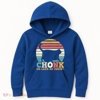 Chonk Oh Lawd He Comin' Cat Scale Meme Funny Cat Lover Cat Day Kids Hoodie thumb 0