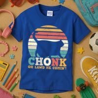 Chonk Oh Lawd He Comin' Cat Scale Meme Funny Cat Lover Cat Day Kids T-Shirt thumb 3
