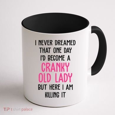Cranky Old Lady Funny Coffee Mug back