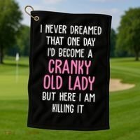 Cranky Old Lady Funny Golf Towel thumb 1