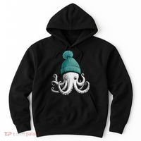 Cephalopod Octopus Lover Chilling In A Cap Novelty Hoodie thumb 0