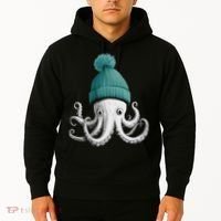 Cephalopod Octopus Lover Chilling In A Cap Novelty Hoodie thumb 2
