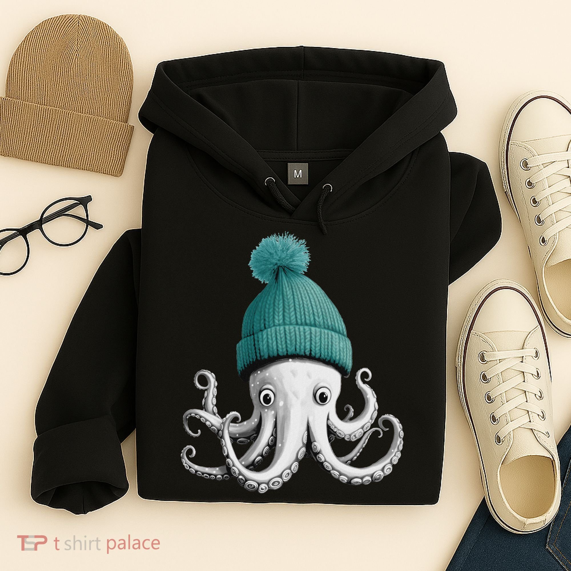 Cephalopod Octopus Lover Chilling In A Cap Novelty Hoodie